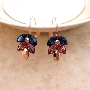 Crystal leaf  wedding earrings bridesmaid gift